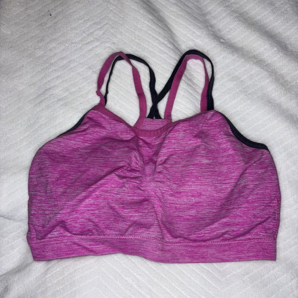 M Fruit of the Loom Pink Space-Dye Sports Bra Racerback Double Strap